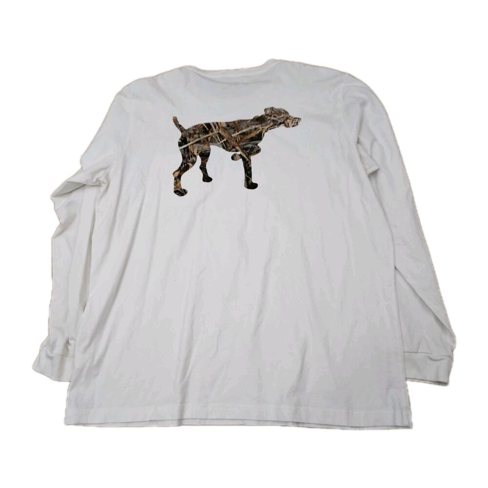 Southern Point Co Pocket T-Shirt Long Sleeve XXL 2XL White Camo Dog Print